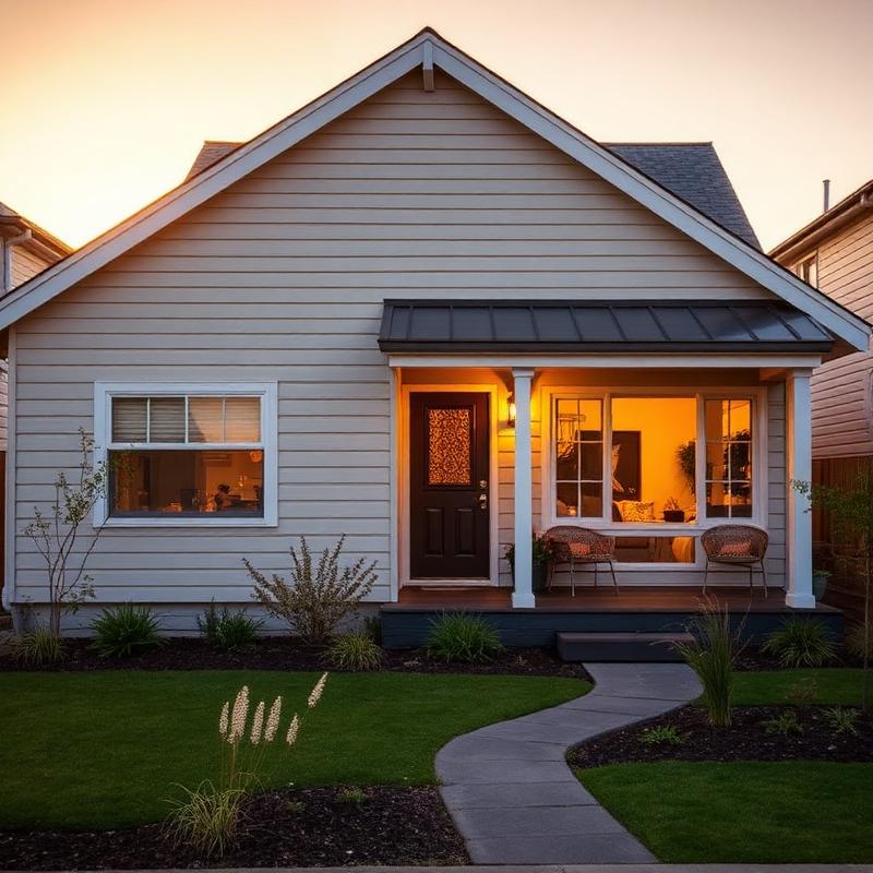 Warm-lit New Zealand suburban family home at golden hour